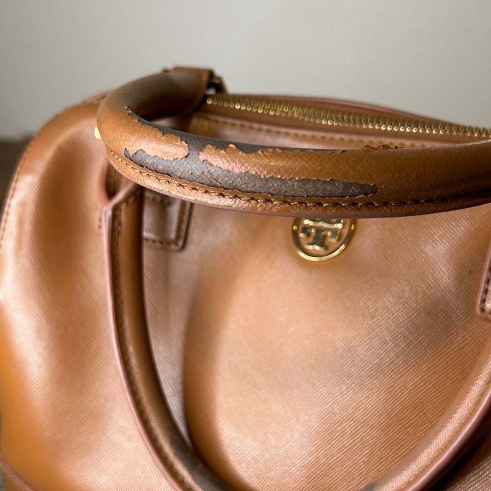 Tory Burch Tan Shoulder Bag with Colorful Scarf - Picture 9 of 12
